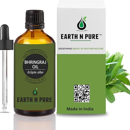 Earth N Pure Bhringraj Oil Natural & Therapeutic Grade for Hair Growth with Glass Dropper – 50 ml