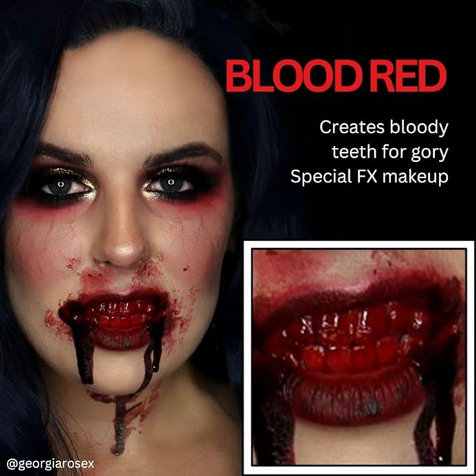 Mehron Makeup Tooth FX Blood Red | Temporary Red Tooth Paint | Perfect for Creating Red Teeth FX, Rotten Teeth Makeup, & Bloody Teeth SFX for Halloween, Cosplay, & Theater .125 oz (4 ml)