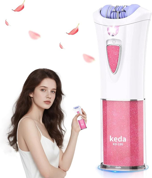 Glabrouse Skin Epilator, 2025 New Glabrouse Skin Hair Remover for Face with LED Light - Glamorous Skin Epilator for Women, Face/Arm/Bikini Area/Legs/Underarm Hair Removal