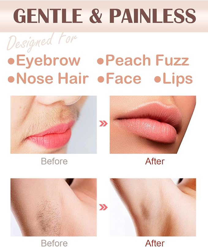 Facial Hair Remover and Eyebrow Trimmer - 2 in 1 Facial Hair Removal Epilators for Women - Rechargeable Travel Face Hair Razor Bikini Shaver for Face Peach Fuzz Lips Chin Armpit Body (Gold)