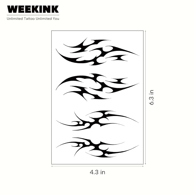 Y2K Neotribal Cybersigil Tattoos – 2 Small Symmetrical Tribal Temporary Tattoos for Waist, Hand, Arm, Neck & Lower Back, Realistic & Long-Lasting Fake Tattoo for Women