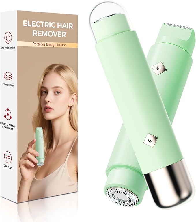 Electric Bikini Trimmer for Women - Dermave Bikini Shaver, Dual Head Shaver Women, 2-in-1 (Green)