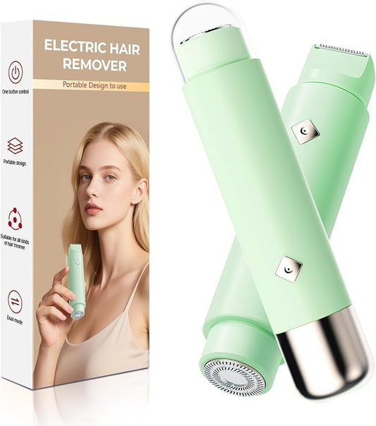 Electric Bikini Trimmer for Women - Dermave Bikini Shaver, Dual Head Shaver Women, 2-in-1 (Green)