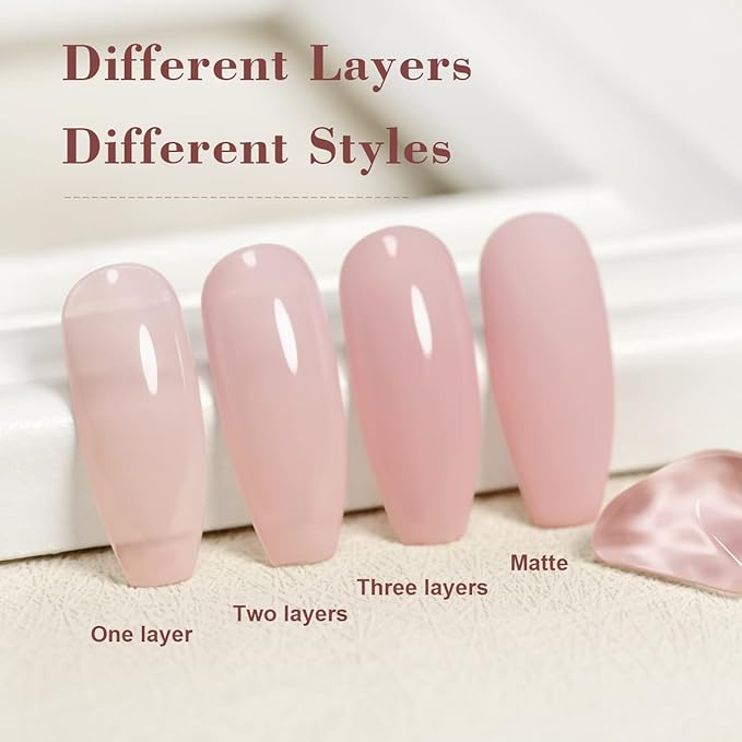 RARJSM Nude Gel Polish Purplish Pink Jelly Translucent Neutral Skin Tone Colors Gel Nail Polish Milky Pink Shade 15ml Single Bottle Soak off UV LED Cured at Home Salon DIY French Manicure Nails Art