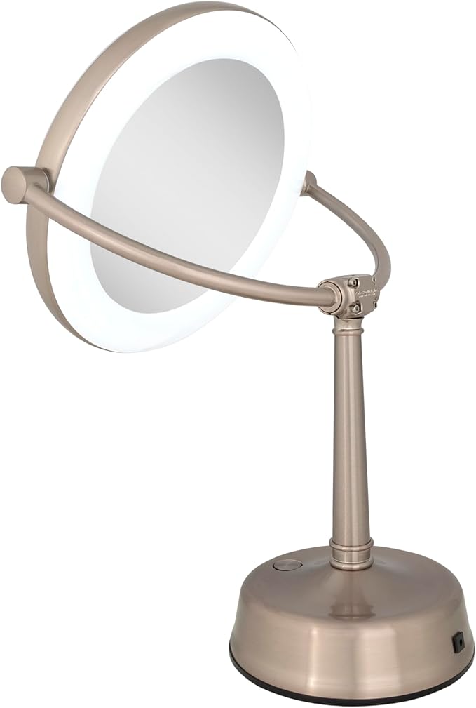 Zadro 12" Lexington LED Lighted Makeup Mirror with Magnification & Infinity Dimmer Touch Pad (Large | 12" x 20.75" | 10X/1X, Rose Gold)