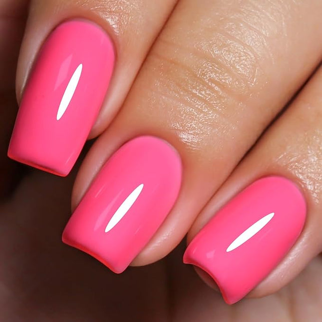 Imtiti Neon Pink Gel Nail Polish, 0.5Fl oz Hot Pink Color UV/LED Soak Off Gel Polish for Spring Summer DIY Nail Art Manicure at Home 1Pcs