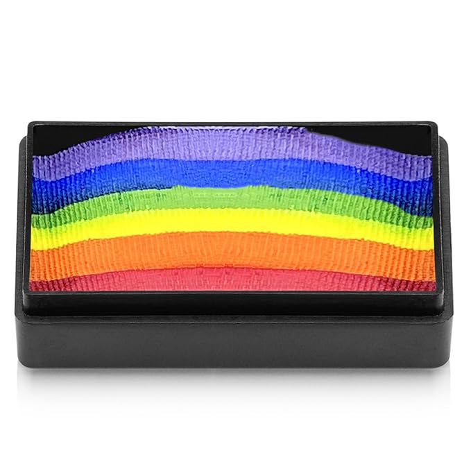 Kraze FX Dome Stroke - Essential Rainbow (25 gm), Professional 1-Stroke Split Cake, Hypoallergenic, Non-Toxic, Water Activated Face & Body Painting Makeup Supplies for Sensitive Skin, Kids, Adults