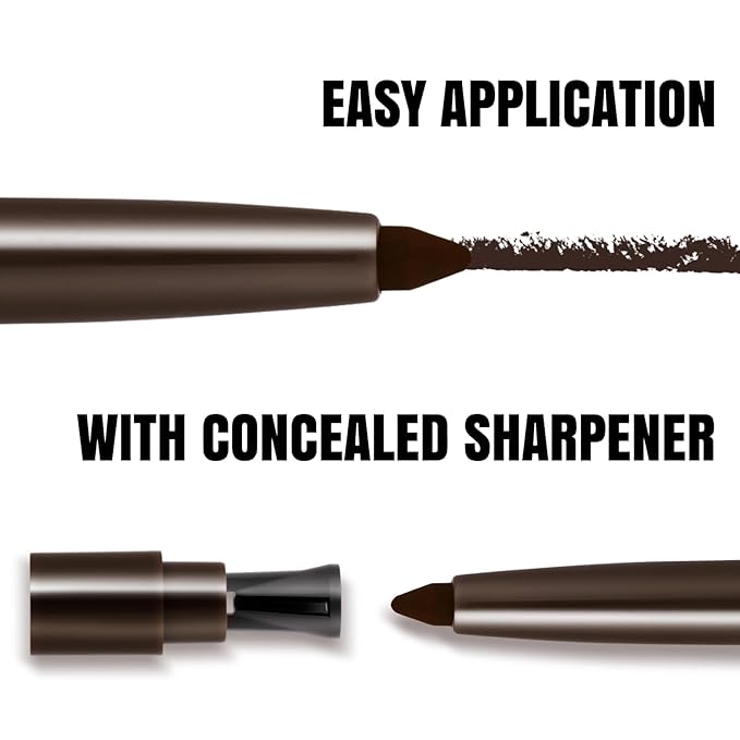 Mechanical Gel Eyeliner Pencil with a High-Pigment, Waterproof & Smudge-resistant, Glide Tip Eye Makeup with Up to 24HR Wear, Waterline Eye Liner with Built-in Sharpener (Dark brown)