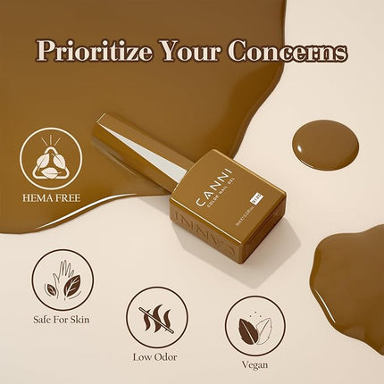 CANNI Brown Nude Gel Nail Polish Set – 6 Colors 9ML (Beige, Chestnut, Khaki, Skin Tone, Taupe), Soak Off UV LED Nail Gel Kit for Winter Nude DIY Manicure