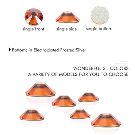 1440Pcs Amber Crystal Rhinestones,Glass Flatback Rhinestones Gemstones for Nail Face Makeup Art Crafts Clothes Decoration - (SS12, 3.0mm,Amber)