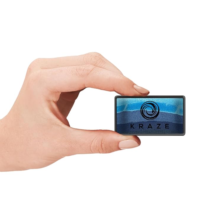 Kraze FX Dome Stroke - Bluebell by Linnea (25 gm), Professional 1-Stroke Split Cake, Hypoallergenic, Non-Toxic, Water Activated Face & Body Painting Makeup Supplies for Kids Safe Adults