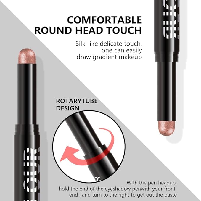 Copper Shimmer Cream Eye Shadow Stick Makeup for Women, Copper Shimmer Matte Eye Shadow Brightener Stick for Eyes, Long-lasting Waterproof Eyeshadow Pencil Applicator Blendable for Eye Highlight 06