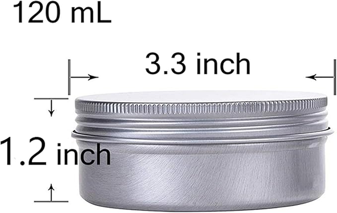 4 Ounce Aluminum Tin Jar Refillable Containers 120 ml Aluminum Screw Lid Round Tin Container Bottle for Cosmetic,Lip Balm, Cream, 24 Pack