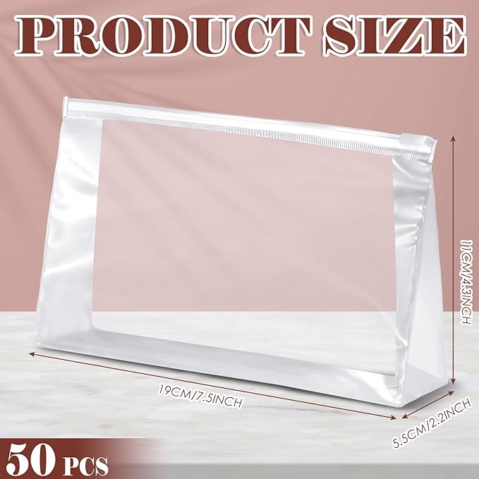 Xuniea 50 Pcs Mini Clear Makeup Bag Small Clear Zipper Pouch Travel Plastic Cosmetic Organizer Waterproof for Toiletries Swimsuit Bikini Bathing Suit(7.5'',Transparent)