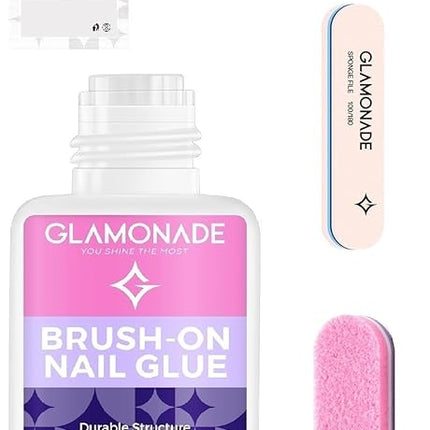 Glamonade Super Strong Nail Glue: 10ml - Professional Adhesive for Press Ons & Acrylic Nails & Fake Nail Tips Long-Lasting Mess-Free Quick-Dry for DIY Manicure