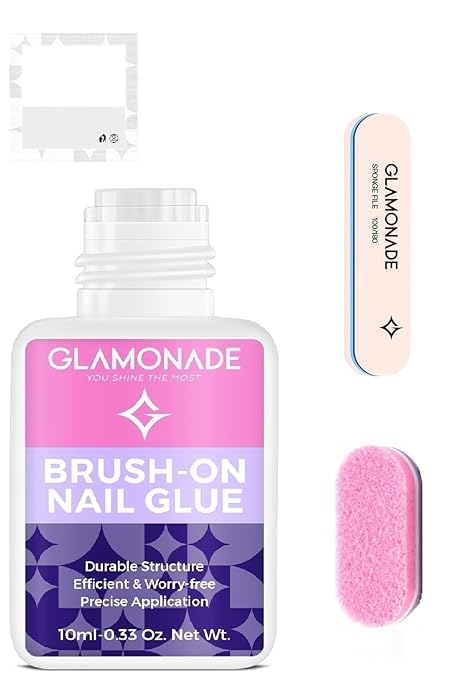 Glamonade Super Strong Nail Glue: 10ml - Professional Adhesive for Press Ons & Acrylic Nails & Fake Nail Tips Long-Lasting Mess-Free Quick-Dry for DIY Manicure