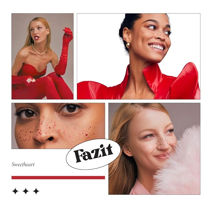 Fazit Makeup Patches - Sweetheart Speckles - Face Glitter Makeup Speckles - Glow Up Makeup Patches - Face Glitter Speckles Patches - Cute Glitter Makeup Accessories For Women - 6 count