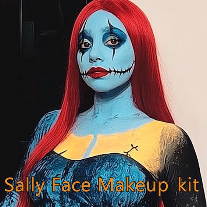 Light Blue Face Paint Stick,Water-Based Blue Body Paint Stick,Washable Baby Blue Halloween Face Painting for Sally,Avatar,Corpse Bride Costume,Professional SFX Makeup for Cosplay,1.06OZ
