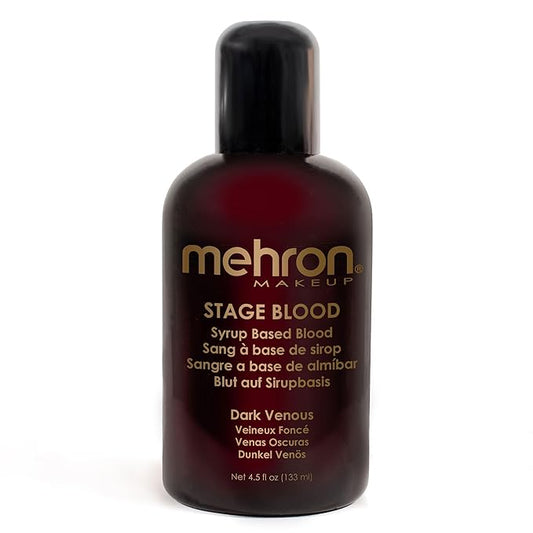Mehron Makeup Stage Blood | Realistic For Halloween | Washable Fake Blood for Special FX, Stage & Screen, Halloween, & Cosplay (4.5) (Dark Venous)