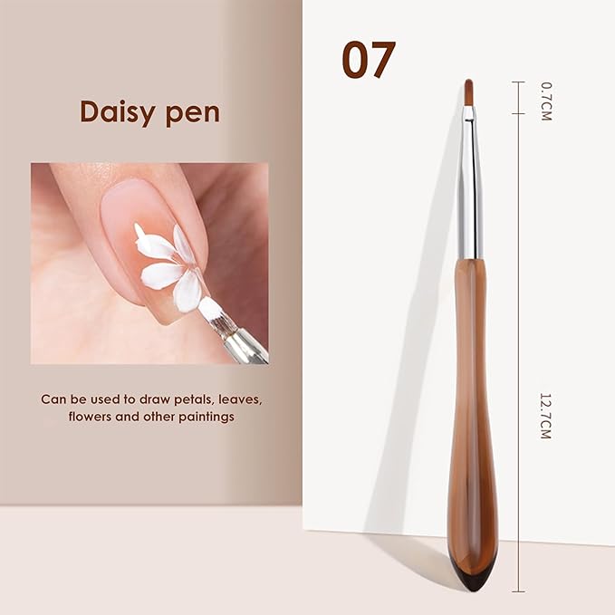 Nail Art Brushes Daisy Pen - Versatile Nail Drawing Pen for Petals, Leaves, Flowers, and Intricate Art Designs, 07