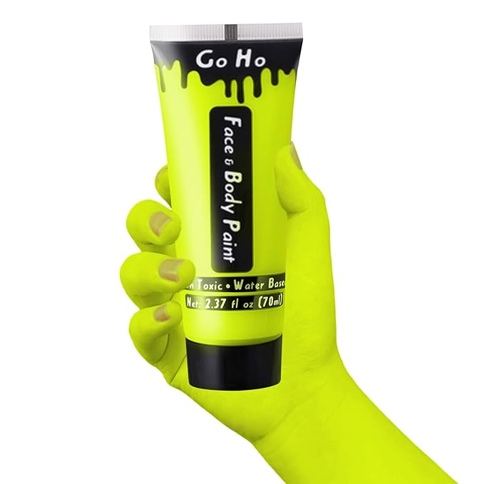 Go Ho Ogre Green Face Body Paint Washable(2.37oz/pc),Water Based Cream Ogre Green Face Paint and Body Paint,Halloween Costumes Festivals Cosplay SFX Makeup