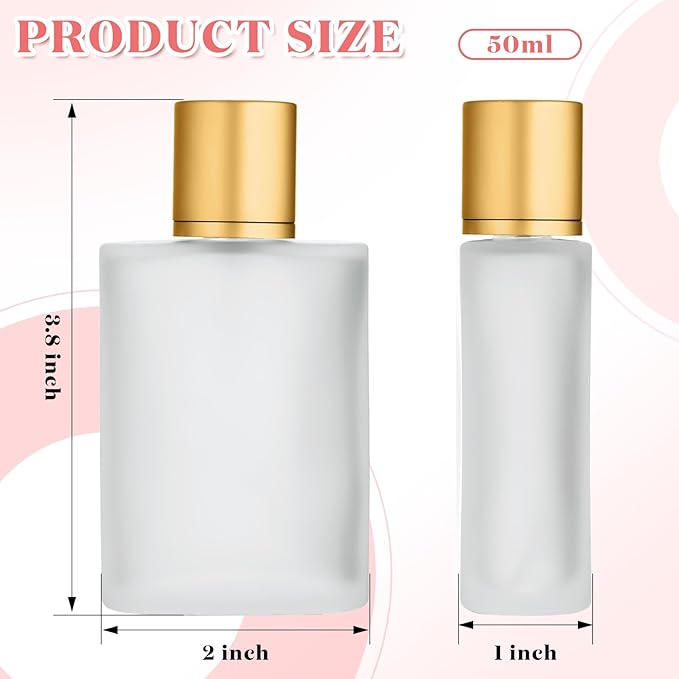 Tessco for you 6 Pcs 1.7 Ounces Perfume Bottles Empty Frosted Glass Spray Bottles 50ml Refillable Atomizer Perfume Dispenser Fine Mist Atomizer Cosmetic Make up Container (Gold)