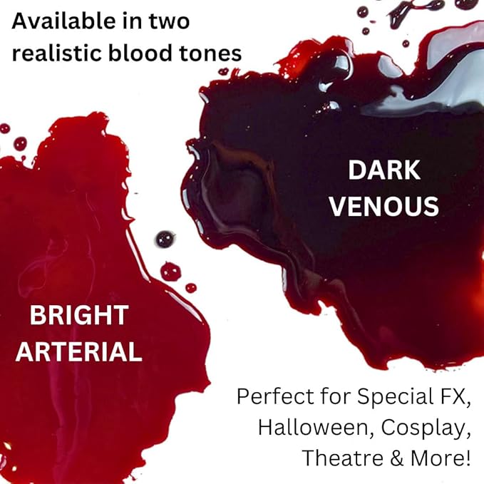 Mehron Makeup Stage Blood | Realistic For Halloween | Washable Fake Blood for Special FX, Stage & Screen, Halloween, & Cosplay (16 oz) (Dark Venous)