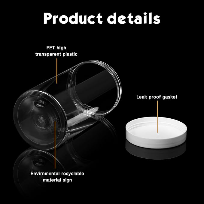 Patelai 4 Pieces Round Wide-mouth Leak Proof Plastic Container Jars with Lids for Travel Storage Makeup Beauty Products Face Creams Oils Salves Ointments DIY Making(12 Ounce,White)