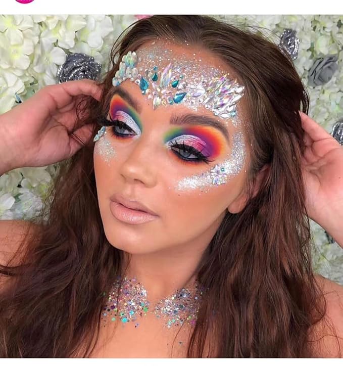 Face Body Gems Jewels Stickers,Body Jewels Stickers Stick on 10 Sets with 6 Boxes Chunky Glitter for Women Makeup Festival