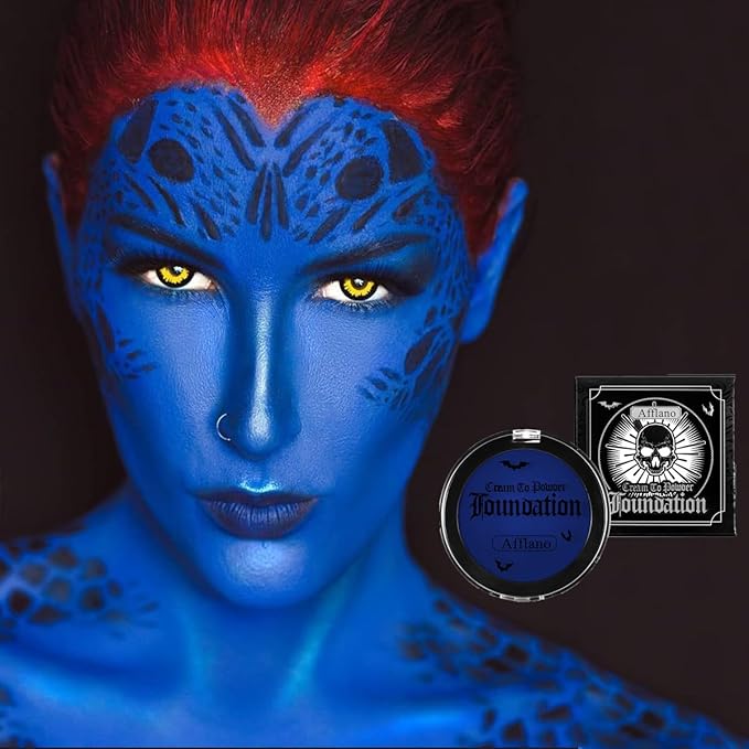 Blue Face & Body Paint Makeup Foundation, Professional Royal Blue Face Painting for Adults & Kids,Oil-Based Non-Toxic Cream Greasepaint for Halloween Makeup FX,Cosplay Costumes, Festivals,Smurf,Avatar