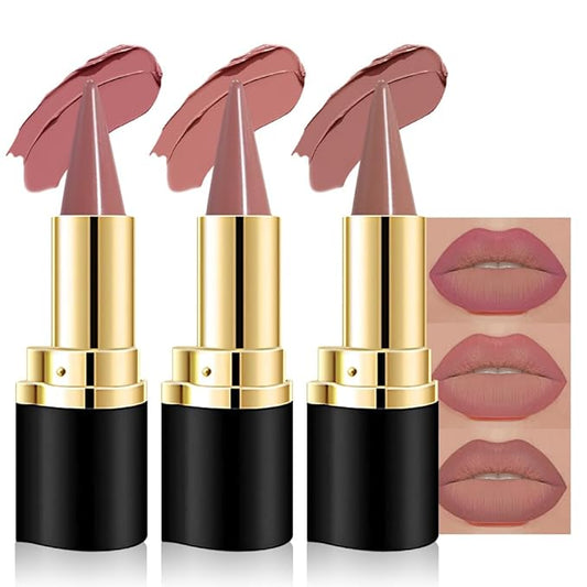 Kaely 3Pcs Gradient Matte Lipstick Lip Liner Pencil Set for Women, 2in1 Flawless Contour Gradual Ombre Effect Lip Pencil Makeup Waterproof, labiales mate 24 horas originales, 16+17+18