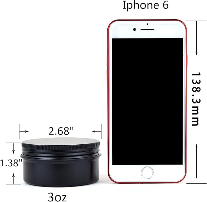 3oz 90g Aluminum Tins Round Metal Tins Container Screw Top Steel Tin Cans Cosmetic Sample Containers Tea Cans Bulk Food Storage Metal Steel Tin Jars Candle Travel Tins(Black,10 Pack)