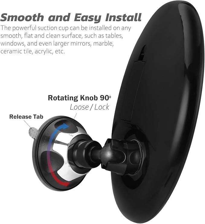 10x Magnifying Mirror with Light – 7.9" Make up Mirrors Lighted Magnifying and Suction Cups – Easy to Handle Lighted Makeup Mirror– 360 Degree Swivel Joint