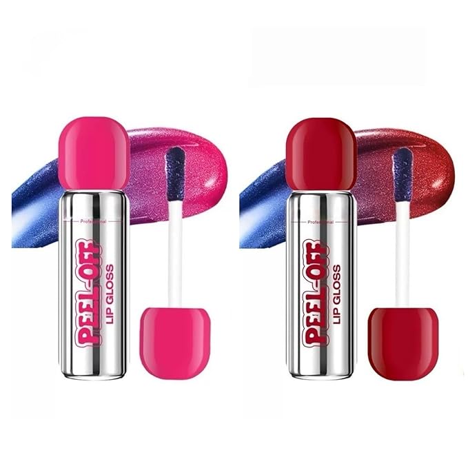 Peel-Off Lip Liner Stain Set | 2 Color Long-Lasting Waterproof Lip Tint, Transfer-Proof Matte Highly Pigmented Color Lip Gloss Longwear Pigmented (NEON ROSE/DMNE, Set1)