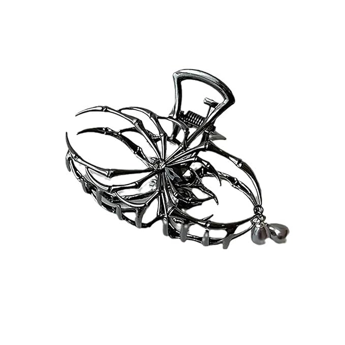 3Pcs Halloween Black Spider Web Bat Pearl Spiders Hair Claw Clips For Women And Girls Thick Long Hair,Nonslip Skeleton Barrette Headband Hair Styling Accessories For Halloween Gifts