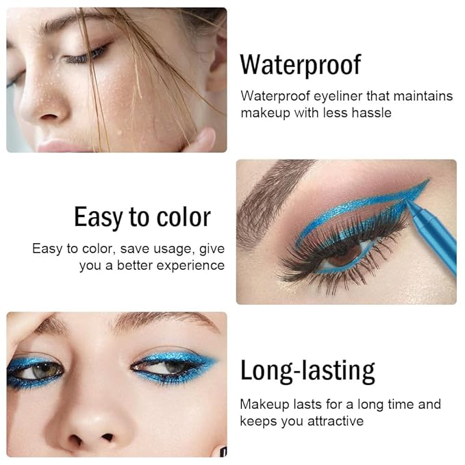 Kaely Gel Eyeliner Pencil for Women, Sea Blue Eye Liner Waterproof Smudge Proof with Sharpener, Waterline Eye Makeup Liners, delineador de ojos contra el agua, Vegan & Cruelty-Free, 11