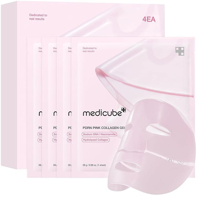 medicube Jelly Gel Mask with Salmon DNA PDRN Pink Collagen | Overnight Face Mask for Glass Glow Skin | Elasticity, Hydrating, Firming and Moisturizing | Korean Skincare, 28g x 4ea