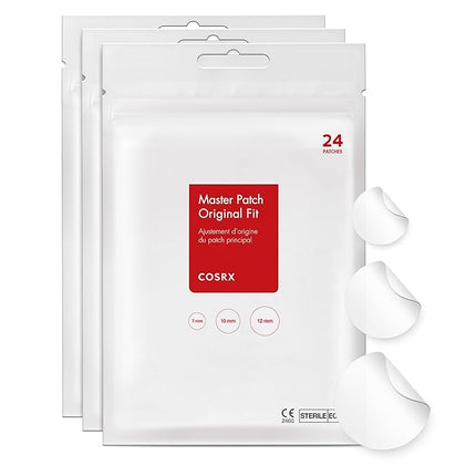 COSRX Acne Pimple Patch Absorbing Hydrocolloid Original 3 Size Patches for Blemishes and Zits Cover, Spot Stickers for Face and Body, Not Tested on Animals (72)