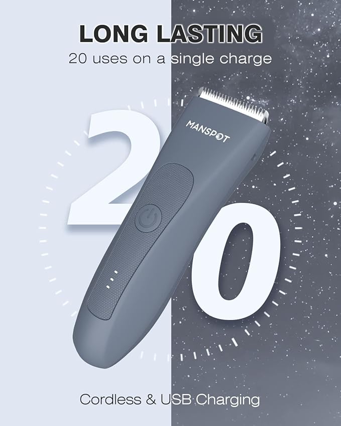 MANSPOT Electric Groin Hair Trimmer Hair Finishing Trimmers, Men's Shaving & Grooming Sets Kit with 4 Guards and Replaceable Ceramic Blade Heads,Waterproof Wet/Dry Trimmer,90 Minutes Shaving Tools