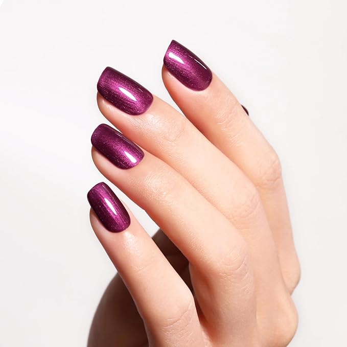 Pearl Wine Purple Glitter Gel Nail Polish - Sparkle Shimmer Fall Winter Soak Off LED UV Gel Nail Polish for Art DIY Manicure 15ML