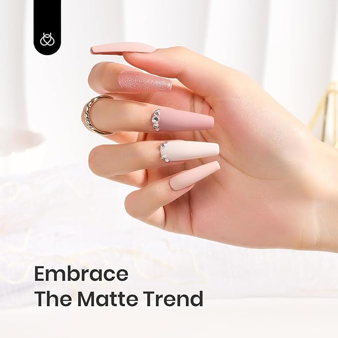 Beetles Matte Gel Top Coat No Wipe Top Coat Gel Nail Polish & Base Coat Set, 3Pcs 15ml Nail Polish Long Lasting Basic Combination, Soak Off LED Nail Lamp Art DIY Design Gifts for Women Her