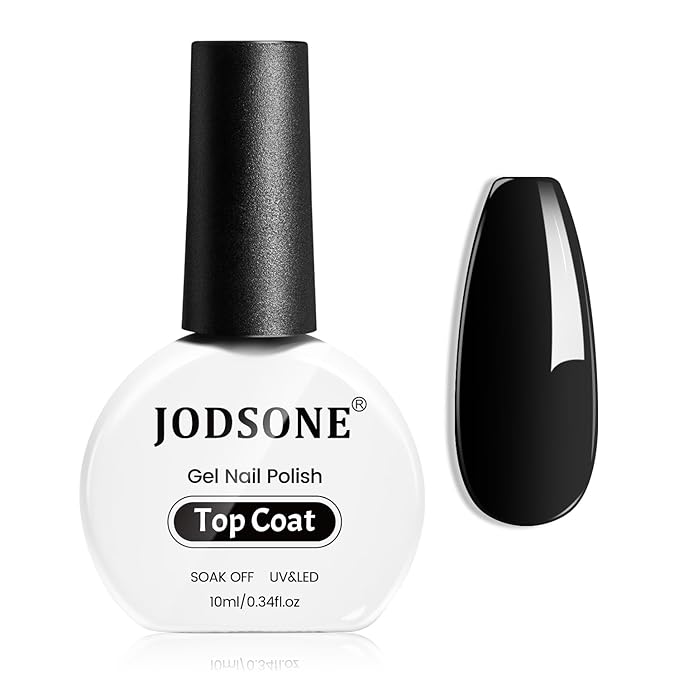 JODSONE 10ML Top Coat Gel Polish High Gloss Shine Finish Long Lasting Gel Nail Polish Professional Manicure Home DIY No Wipe Need U V Lamp Curing
