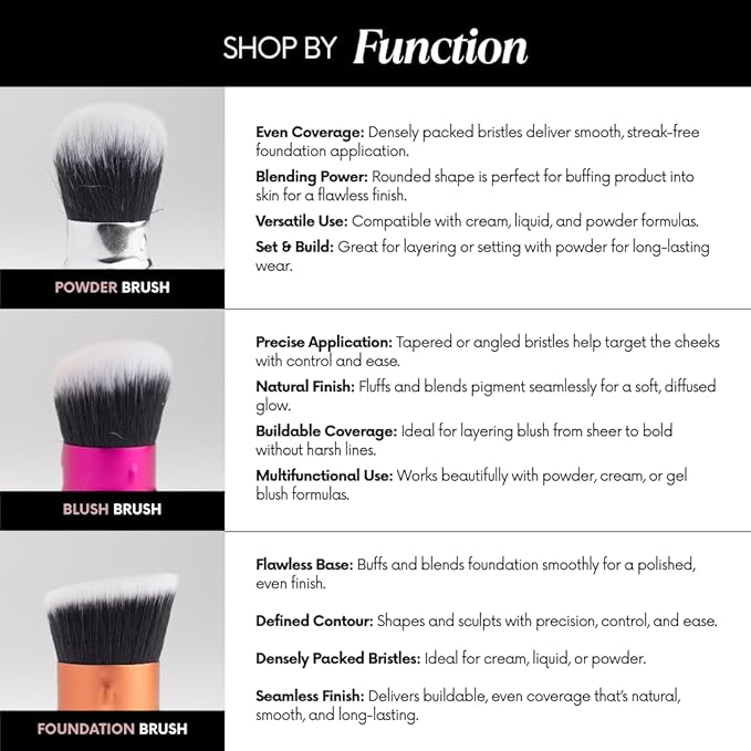 Mini Glamstick Retractable Blush Brush - Travel Face Makeup Brush for Liquid, Cream Buffing & Blending, Cruelty-Free Bristles