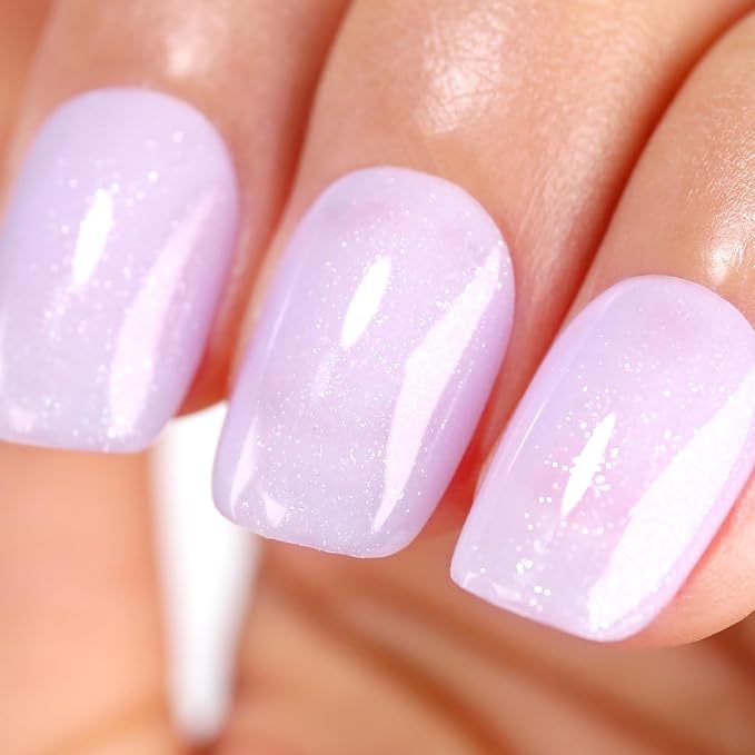 Jelly Gel Nail Polish,Lavender Purple Silver Glitter Shimmer Neutral Sheer Soak off UV/LED Iridescent Translucent Sparkly Nail Gel Polish for Nail Art DIY Manicure 0.5 Fl Oz