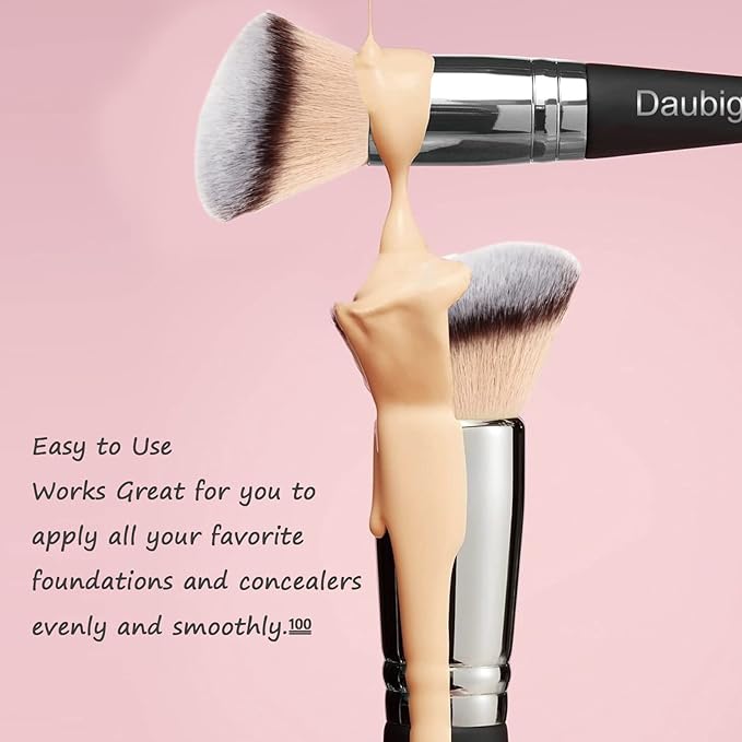 Daubigny Makeup Brushes Dual-ended Foundation Brush Concealer Brush Perfect for Any Look Premium Luxe Hair Rounded Taperd Flawless Brush Ideal for Liquid, Cream, Powder,Blending,Concealer(Angled)