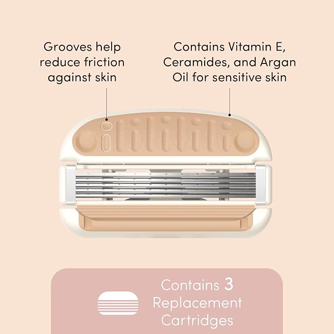 Kai Miness 5 Blade Razor Refill Cartridges, Gentle Beauty Groomer for Hair Removal, Ideal for Sensitive Skin, Japanese Steel Removes Body Hair, 3 Count