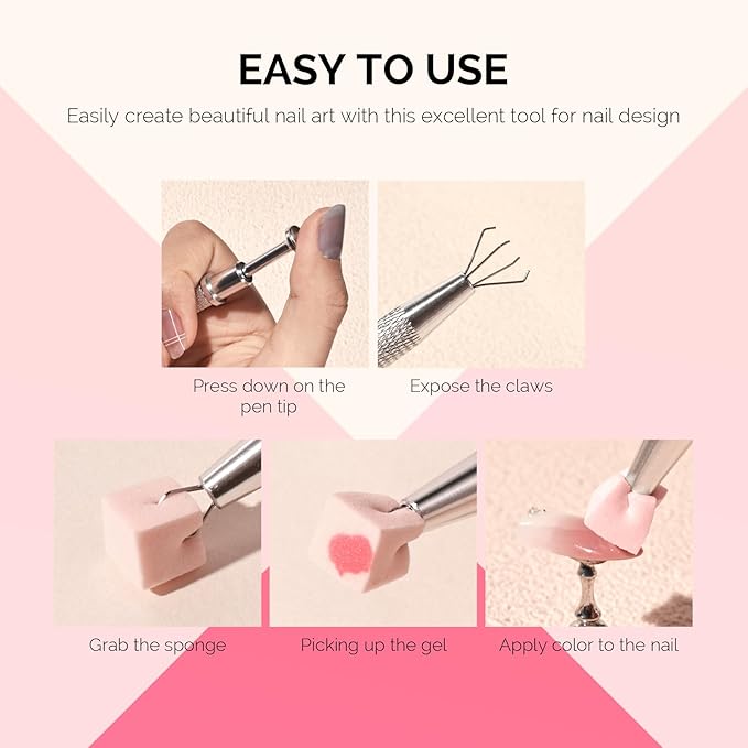 MelodySusie Soft Sponges for Ombre, Art With Grabbing Pen, Blooming Nails, Gradient, Manicure Tools, Professional Accessories Supplies for Home and Salon Use