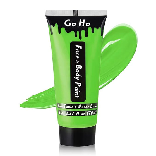 Go Ho Light Green Face Body Paint Washable(2.37oz/pc),Water Based Cream Face Paint,Hulk Gamora Witch Makeup,Body Paint for SFX Cosplay Costumes Festivals Halloween Makeup
