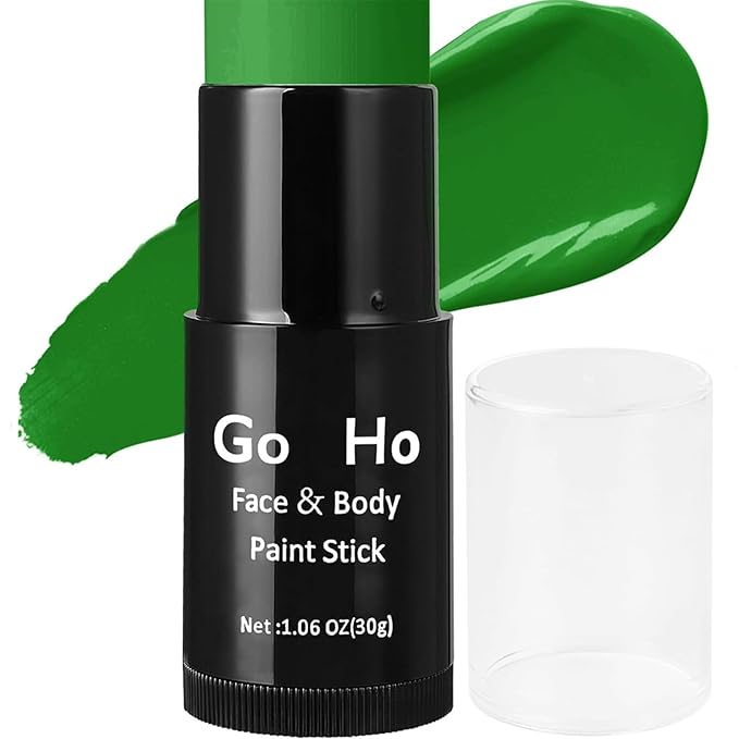 Go Ho Go Ho Cream-Blendable Green Face Paint Stick (1.06 Oz),Full-coverage Green Body Paint Stick for Halloween Cosplay SFX Witch Makeup,Waterproof St Patricks Day Face Paint