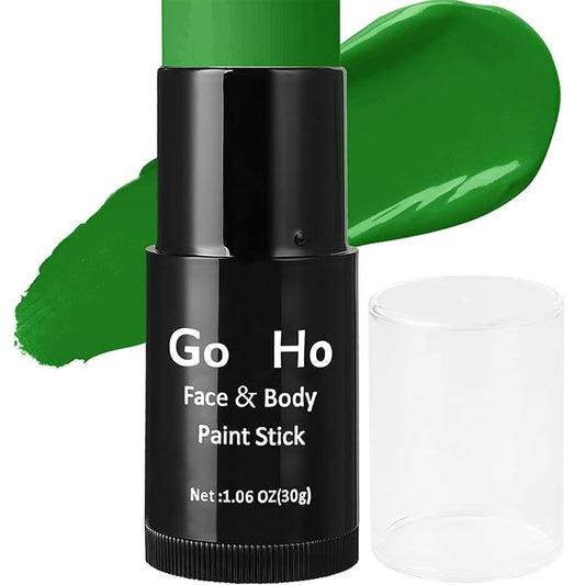 Go Ho Go Ho Cream-Blendable Green Face Paint Stick (1.06 Oz),Full-coverage Green Body Paint Stick for Halloween Cosplay SFX Witch Makeup,Waterproof St Patricks Day Face Paint